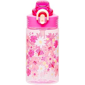 imageZak Designs Sage Minecraft Kids Water Bottle For School or Travel 16oz Durable Plastic Water Bottle With Straw Handle and LeakProof PopUp Spout Cover CreeperFlower Power