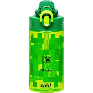 imageZak Designs Sage Minecraft Kids Water Bottle For School or Travel 16oz Durable Plastic Water Bottle With Straw Handle and LeakProof PopUp Spout Cover CreeperMinecraft Creeper