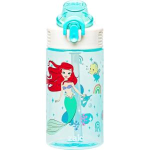 imageZak Designs Sage Minecraft Kids Water Bottle For School or Travel 16oz Durable Plastic Water Bottle With Straw Handle and LeakProof PopUp Spout Cover CreeperDisney Princess Ariel  Jasmine