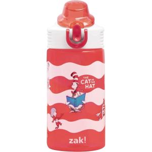imageZak Designs Sage Minecraft Kids Water Bottle For School or Travel 16oz Durable Plastic Water Bottle With Straw Handle and LeakProof PopUp Spout Cover CreeperDr Seuss The Cat in the Hat