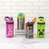 imageZak Designs Minecraft Kids Water Bottle with Straw and Built in Carrying Loop Set Made of Plastic LeakProof Water Bottle Designs CreeperPig 16 oz 2pc SetCreeperPig