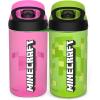 imageZak Designs Minecraft Kids Water Bottle with Straw and Built in Carrying Loop Set Made of Plastic LeakProof Water Bottle Designs CreeperPig 16 oz 2pc SetCreeperPig