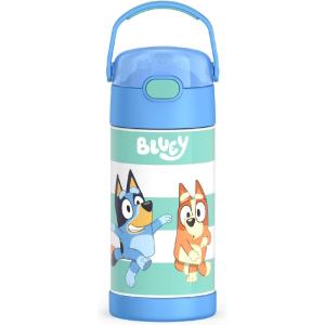 imageTHERMOS FUNTAINER Water Bottle with Straw  12 Ounce  Kids Stainless Steel Vacuum Insulated Water Bottle with Lid MinecraftBluey