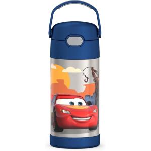 imageTHERMOS FUNTAINER Water Bottle with Straw  12 Ounce  Kids Stainless Steel Vacuum Insulated Water Bottle with Lid MinecraftCars