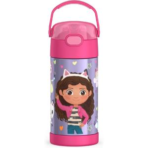 imageTHERMOS FUNTAINER Water Bottle with Straw  12 Ounce  Kids Stainless Steel Vacuum Insulated Water Bottle with Lid MinecraftGabbys Dollhouse