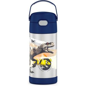 imageTHERMOS FUNTAINER Water Bottle with Straw  12 Ounce  Kids Stainless Steel Vacuum Insulated Water Bottle with Lid MinecraftJurassic World