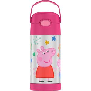 imageTHERMOS FUNTAINER Water Bottle with Straw  12 Ounce  Kids Stainless Steel Vacuum Insulated Water Bottle with Lid MinecraftPeppa Pig
