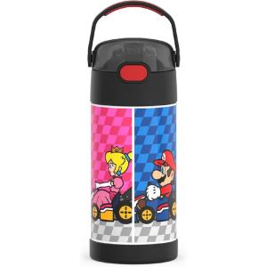 imageTHERMOS FUNTAINER Water Bottle with Straw  12 Ounce  Kids Stainless Steel Vacuum Insulated Water Bottle with Lid MinecraftSuper Mario Brothers