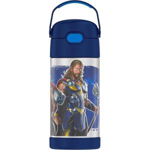 imageTHERMOS FUNTAINER Water Bottle with Straw  12 Ounce  Kids Stainless Steel Vacuum Insulated Water Bottle with Lid MinecraftThor