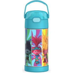 imageTHERMOS FUNTAINER Water Bottle with Straw  12 Ounce  Kids Stainless Steel Vacuum Insulated Water Bottle with Lid MinecraftTrolls 3 Movie
