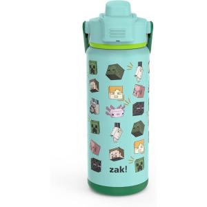 imageZak Designs Beacon Insulated Bottle Minecraft  14 oz  Durable Stainless Steel  DoubleWall Vacuum Insulation Silicone Spout ampamp PushButton LeakProof Lid  Dishwasher SafeMinecraft