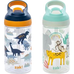 imageZak Designs Minecraft Kids Water Bottle with Straw and Built in Carrying Loop Set Made of Plastic LeakProof Water Bottle Designs CreeperPig 16 oz 2pc SetZaksaurus and Safari