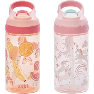 imageZak Designs Minecraft Kids Water Bottle with Straw and Built in Carrying Loop Set Made of Plastic LeakProof Water Bottle Designs CreeperPig 16 oz 2pc SetFanciful Unicorn and Happy Fruit