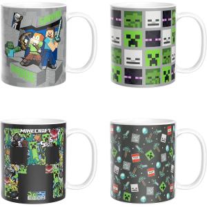imageZak Designs Minecraft Mug Unique Ceramic Coffee Cup Set Can Coffee Mugs with Comfortable Handle for Gamer Gifts Dishwasher and Microwave Safe 115 oz 4Piece SetMinecraft