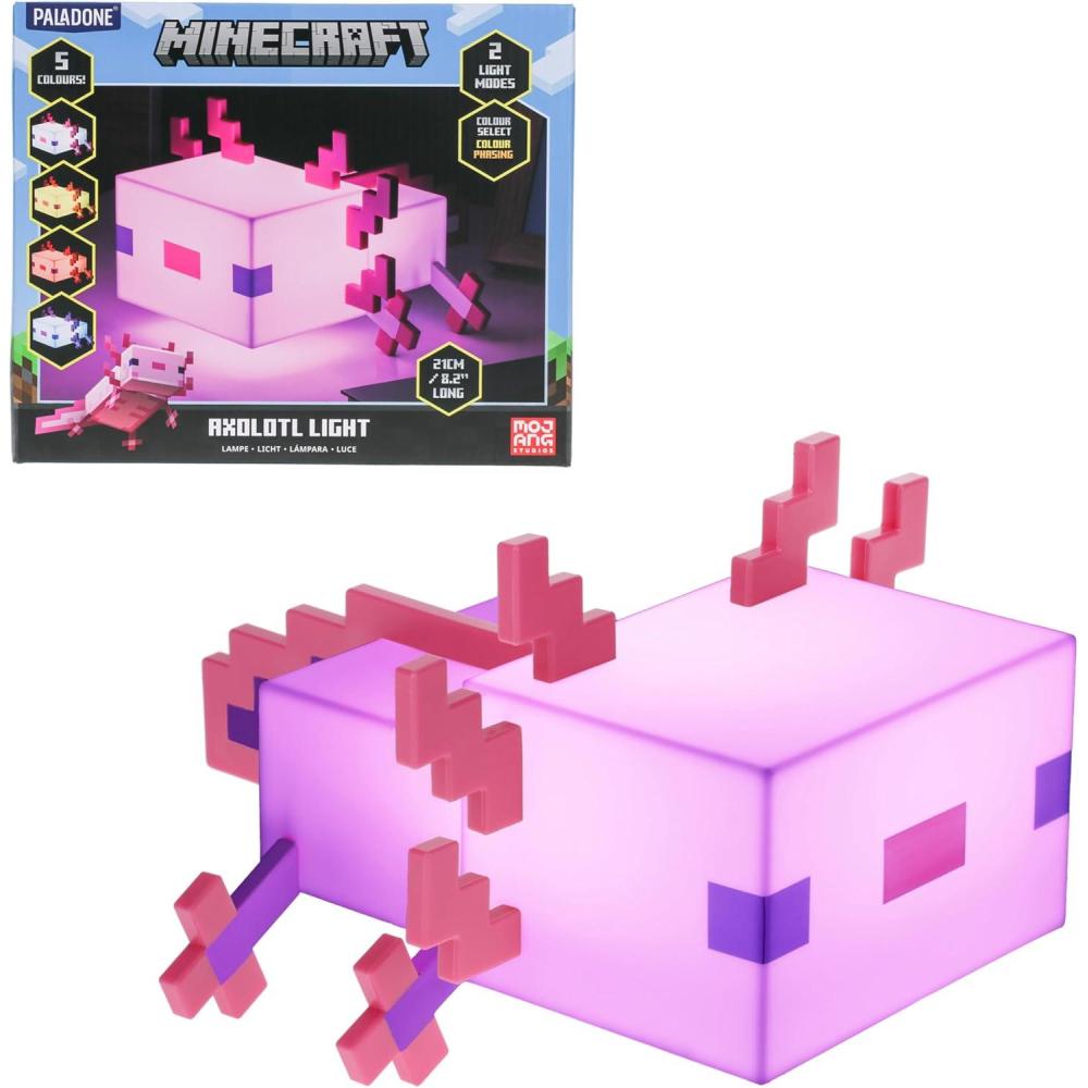 imagePaladone Minecraft Axolotl Light Five Color Modes Minecraft Lamp to Decorate Your Gaming Desk or Night StandCartoon