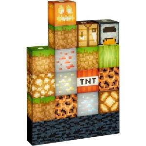 imageMinecraft Block Building Light 16 Rearrangeable Light Blocks and Bedrock Base Minecraft Bedroom Accessories Lamp Night Light