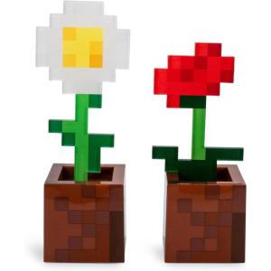 imageMinecraft Daisy and Poppy Flower Pot Mood Lights Set of 2  Nightstand Table Lamp with LED Light for Bedroom Desk Living Room  Home Decor Room Essentials  Video Game Gifts And Collectibles