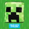 imagePaladone Minecraft Creeper 2in1 Cushion Blanket  Officially Licensed Microsoft Travel Blanket Foldable Soft Fluffy Throw Gamer Design for Living Room or Bedroom Dcor 120cm x 150cm