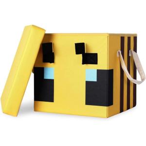 imageMinecraft Bee 15Inch Storage Bin Chest With Lid  Foldable Fabric Basket Container Cube Organizer With Handles Cubby Closet Organizer  Video Game Gifts And Collectibles