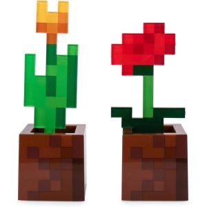 imageMinecraft Orange Tulip and Poppy Flower Pot Mood Lights Set of 2  Nightstand Table Lamp with LED Light for Bedroom Desk Living Room  Home Decor Room Essentials  Video Game Gifts And Collectibles