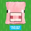 imagePaladone Minecraft Pig 2in1 Cushion Blanket  Officially Licensed Microsoft Travel Blanket Foldable Soft Fluffy Throw Gamer Living Room or Bedroom Decor 120cm x 150cm