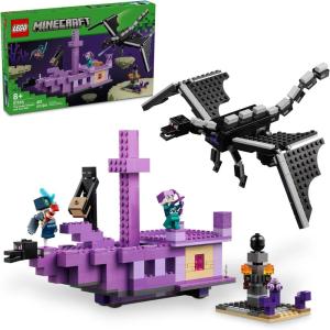 imageLEGO Minecraft The Ender Dragon and End Ship Building Set Video Game Toy with 2 Minecraft Minifigures Dragon Toy Action Playset for Kids Birthday Gift for Boys and Girls Ages 8 and Up 21264