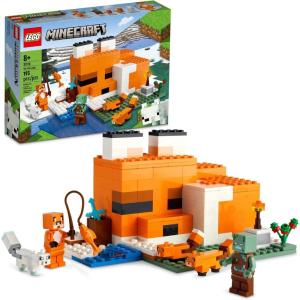 imageLEGO Minecraft The Fox Lodge House 21178 Animal Toys with Drowned Zombie Figure Birthday Gift for Grandchildren Kids Boys and Girls Ages 8 and Up