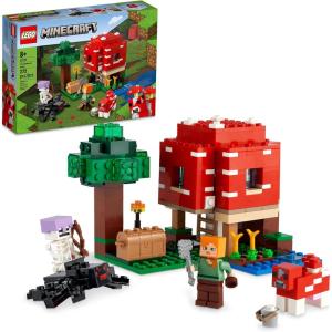 imageLEGO Minecraft The Mushroom House Set 21179 Building Toy for Kids Age 8 Plus Gift Idea with Alex Mooshroom ampamp Spider Jockey Figures