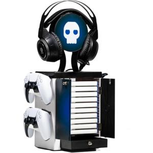 imageNumskull Official Minecraft Gaming Accessory Locker ampamp Storage Stand  Holds 10 GamesDVDs 4 Controllers Headset and Accessories  Durable ampamp Compact Organizer  Official Minecraft MerchandisePS5Inspired