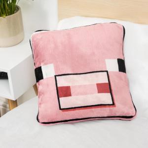 imagePaladone Minecraft Pig 2in1 Cushion Blanket  Officially Licensed Microsoft Travel Blanket Foldable Soft Fluffy Throw Gamer Living Room or Bedroom Decor 120cm x 150cm