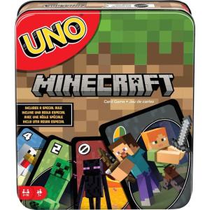 imageMattel Games UNO Minecraft Card Game for Family Night with Minecraftthemed Graphics in a Collectible Tin for 210 Players Amazon ExclusiveUNO
