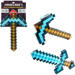 imageMattel Minecraft Sword ampamp Pickaxe Set KidSized Wearable Accessory for RolePlay ampamp CostumesPickaxe Sword