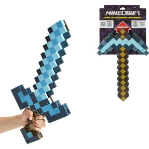 imageMattel Minecraft Transforming Diamond Sword ampamp PickAxe KidSized 2in1 Toy Accessory for RolePlay ampamp CostumesSwordPickaxe