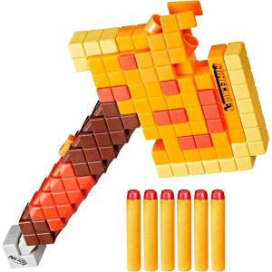 imageNerf Minecraft Firebrand Dart Blasting Axe 6 Nerf Elite Foam Darts Design Inspired by Minecraft Axe in The Game Pull Down Priming Minecraft Toys