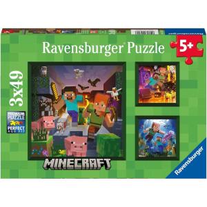 imageRavensburger Minecraft Biomes  3 x 49 Piece Jigsaw Puzzle Set for Kids  Unique Puzzling Experience  Perfect Interlocking Fit  Ideal Educational Toy for Ages 48