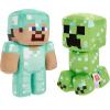imageMattel Minecraft Plush Figure 2Pack Steve in Diamond Armor ampamp Charged Creeper Set Soft Character Dolls in 8inch Scale