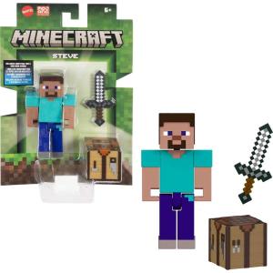 imageMattel Minecraft Action Figure ampamp Accessories 2Pack with Steve in 325inch Scale Collectible Toy Set