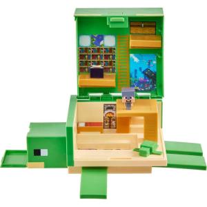 imageMattel Minecraft Transforming Turtle Hideout Authentic Pixelated VideoGame Role Play Electronic Action Toy to Create Explore and Survive Steve Turtle Collectible for Fans Age 6 Years and Older