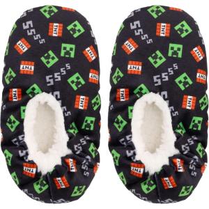 imageMinecraft Sock Slippers for Kids Allover Creeper Video Game Print Black Little KidBig KidBlack