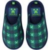 imageMinecraft Scuff Slippers for Boys Plaid Creeper Print NavyGreenNavy BlueGreen