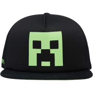 imageMinecraft Boys Creeper Face Hat  Black and Green Youth Snap Back HatBlack