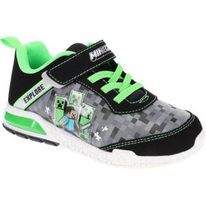 imageMinecraft Official Light Up Shoes for Boys HighTop Sneakers for Little KidBig Kid NavyGreenGreenBlack