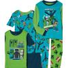 imageMinecraft Boys 6Piece Snugfit Cotton Pajama Set Soft ampamp Cute for KidsBlue