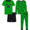 imageMinecraft Boys 4Piece Snugfit Cotton Pajama Set Soft ampamp Cute for KidsEver Green Cotton