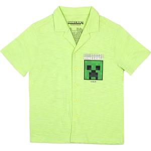 imageMinecraft Build Explore Create Boys Casual Button Down Short Sleeve Shirt for Kids and ToddlersGreen
