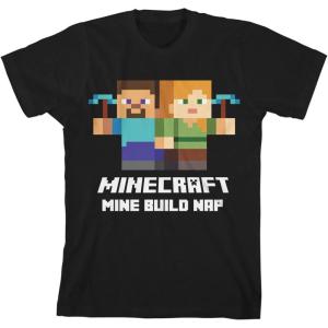 imageMinecraft Mine Build Nap Boys Black TShirtGray