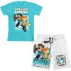 imageMinecraft Adventure Mode Boys Short Sleeve Shirt ampamp Lounge Shorts Combo SetBlue