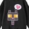 imageMinecraft Block Kitten With Heart Youth Black Crew Neck SweatshirtBlack