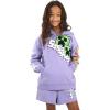 imageMinecraft Creeper Blocks Girls Purple Drop Shoulder Hoodie ampamp Cargo Sweatshorts SetMinecraft Blocks Purple