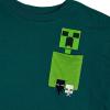 imageMinecraft Creeper Pocket Crew Neck Short Sleeve Boys Green Colorblock TShirtMnc Creeper Pocket